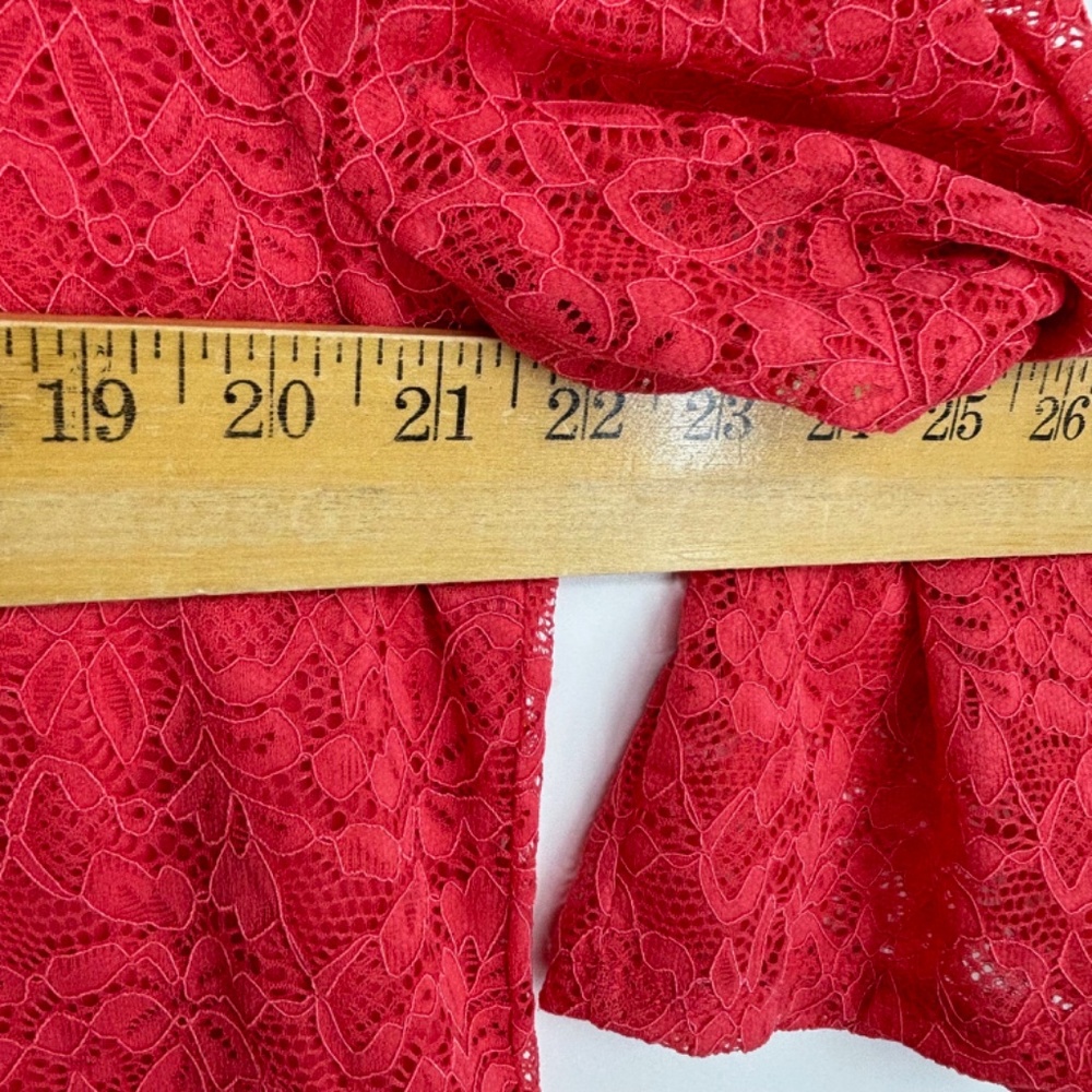 JM Collection Womens XL Lace-Up Tunic Top Starfish Coral Floral Lace 3/4 Sleeves - Picture 9 of 10